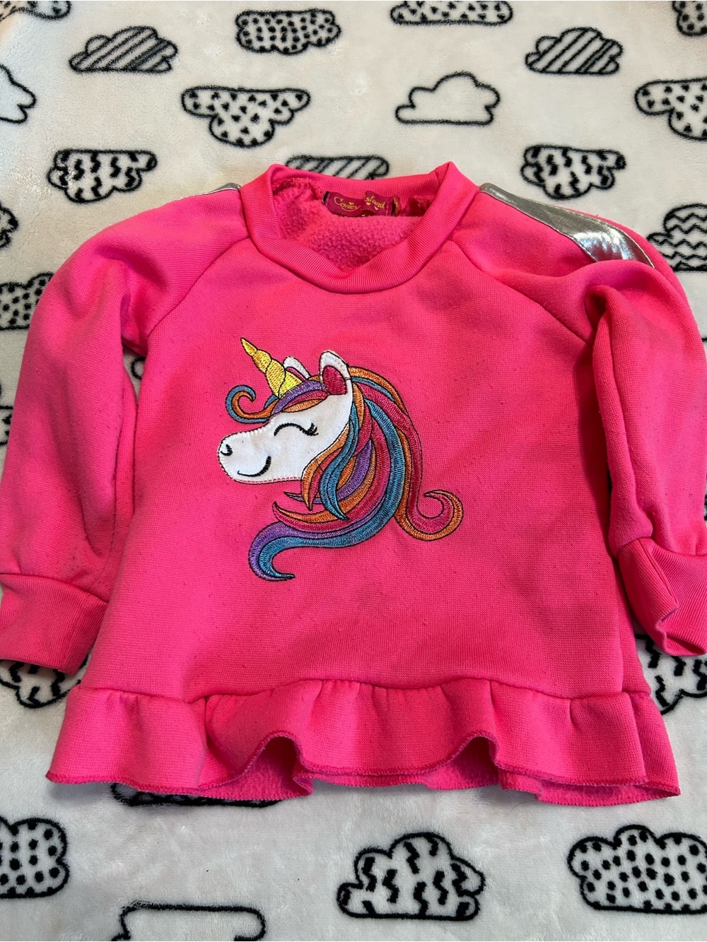 Girls' Hot Pink Unicorn Ruffle Sweatshirt - Unbranded